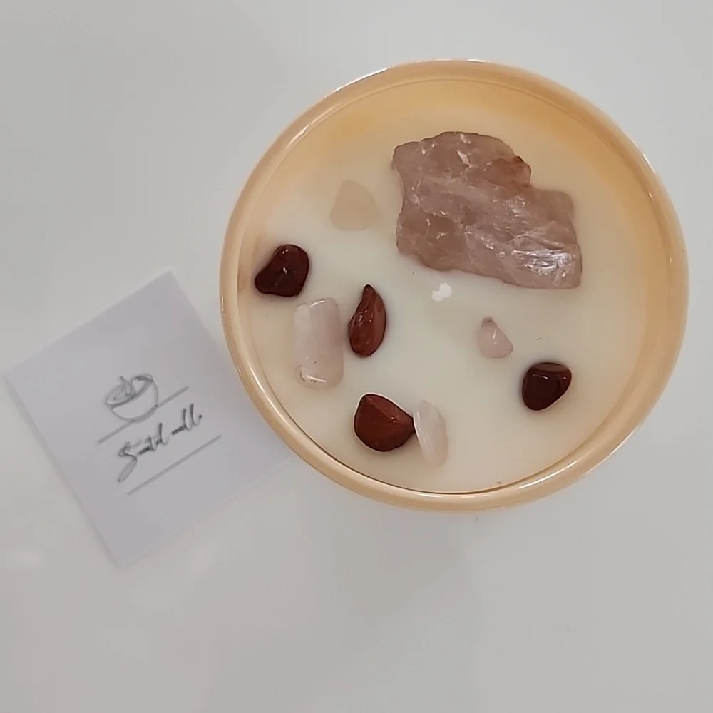 Crystal Infused Coconut Soy Wax Scented Glass Candle Housewarming Gift for Women - Picture 6 of 8